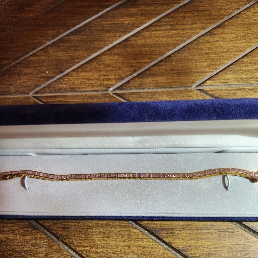 Pink Zirconia Silver Tennis Bracelet
